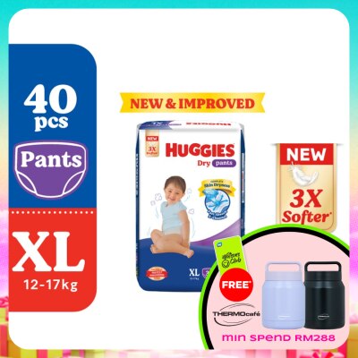 HUGGIES - Dry Pants Diapers XL 40s - Absorbent and dry diapers for baby