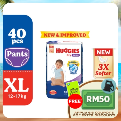 HUGGIES - Dry Pants Diapers XL 40s - Absorbent and dry diapers for baby