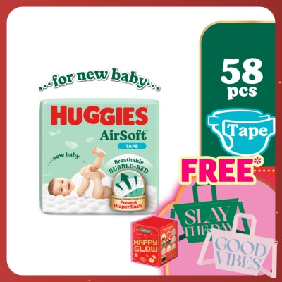 HUGGIES AirSoft Tape Diapers S 58s Breathable And Soft Diapers For Baby