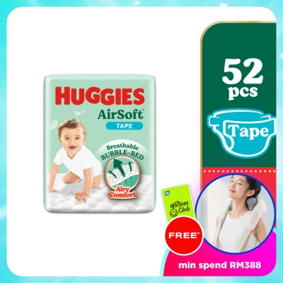HUGGIES - AirSoft Tape Diapers M 52s Breathable And Soft Diapers For Baby