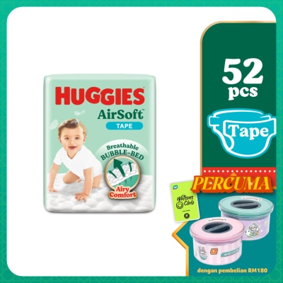HUGGIES AirSoft Tape Diapers M 52s Breathable And Soft Diapers For Baby