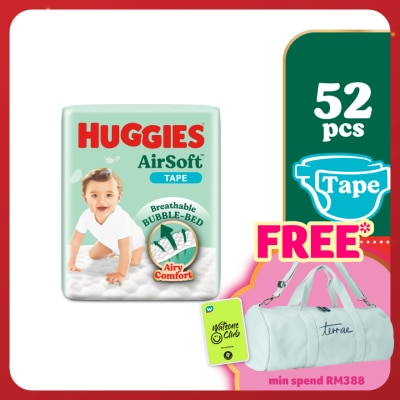 HUGGIES AirSoft Tape Diapers M 52s Breathable And Soft Diapers For Baby