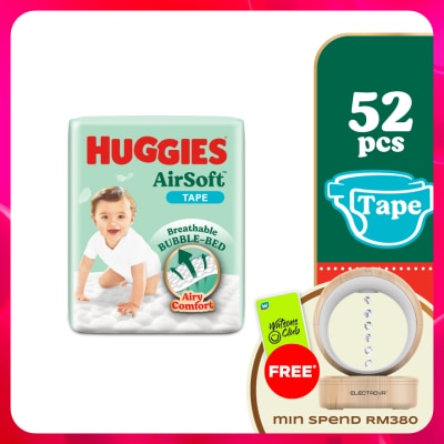 HUGGIES - AirSoft Tape Diapers M 52s Breathable And Soft Diapers For Baby