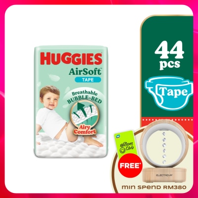 HUGGIES - AirSoft Tape Diapers L 44s Breathable And Soft Diapers For Baby