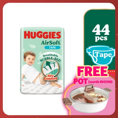 HUGGIES AirSoft Tape Diapers L 44s Breathable And Soft Diapers For Baby