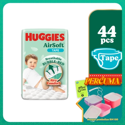 HUGGIES - AirSoft Tape Diapers L 44s Breathable And Soft Diapers For Baby