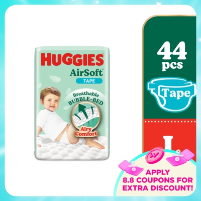 HUGGIES - AirSoft Tape Diapers L 44s Breathable And Soft Diapers For Baby