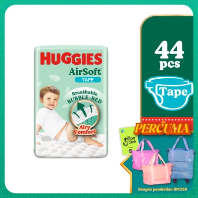 HUGGIES AirSoft Tape Diapers L 44s Breathable And Soft Diapers For Baby