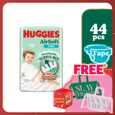 HUGGIES AirSoft Tape Diapers L 44s Breathable And Soft Diapers For Baby