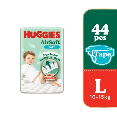 HUGGIES AirSoft Tape Diapers L 44s Breathable And Soft Diapers For Baby