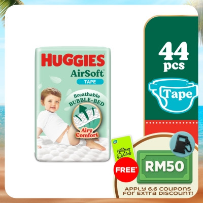 HUGGIES - AirSoft Tape Diapers L 44s Breathable And Soft Diapers For Baby