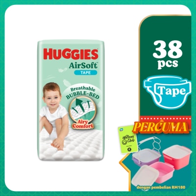 HUGGIES - AirSoft Tape Diapers XL 38s Breathable And Soft Diapers For Baby
