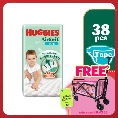 HUGGIES AirSoft Tape Diapers XL 38s Breathable And Soft Diapers For Baby