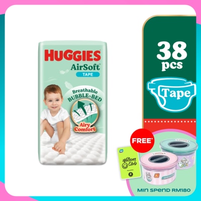 HUGGIES AirSoft Tape Diapers XL 38s Breathable And Soft Diapers For Baby