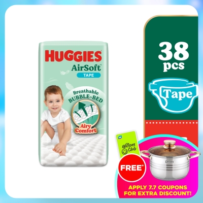 HUGGIES - AirSoft Tape Diapers XL 38s Breathable And Soft Diapers For Baby