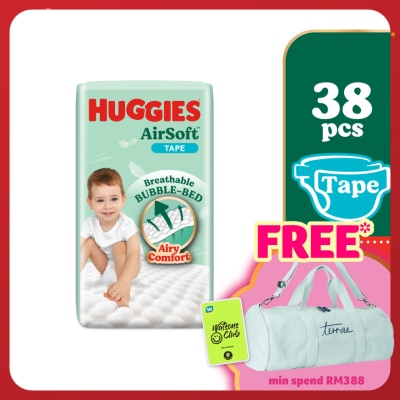 HUGGIES AirSoft Tape Diapers XL 38s Breathable And Soft Diapers For Baby