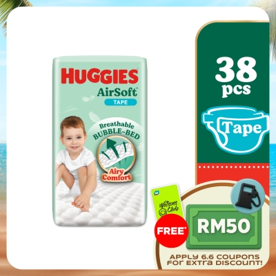 HUGGIES - AirSoft Tape Diapers XL 38s Breathable And Soft Diapers For Baby
