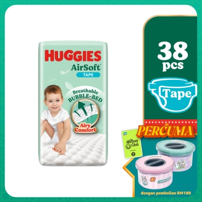 HUGGIES AirSoft Tape Diapers XL 38s Breathable And Soft Diapers For Baby