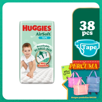 HUGGIES AirSoft Tape Diapers XL 38s Breathable And Soft Diapers For Baby