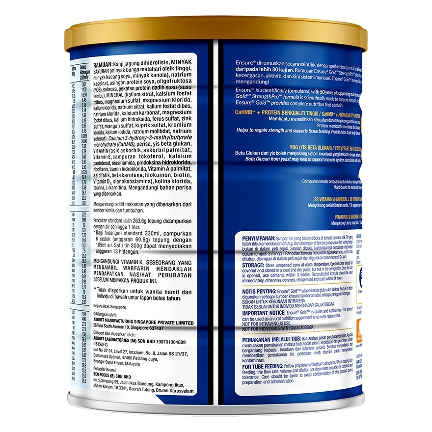 Gold Vanilla Ybg 800g - Adult Complete Nutrition