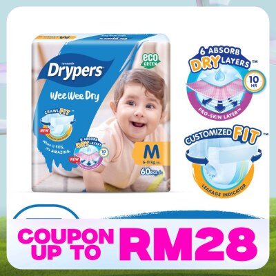 DRYPERS Wee Wee Dry Mega Diapers Tape M 60's