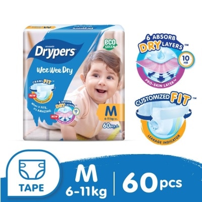 DRYPERS Wee Wee Dry Mega Diapers Tape M 60's