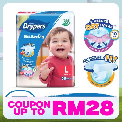 DRYPERS Wee Wee Dry Mega Diapers Tape L 58's