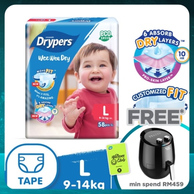 DRYPERS Wee Wee Dry Mega Diapers Tape L 58's