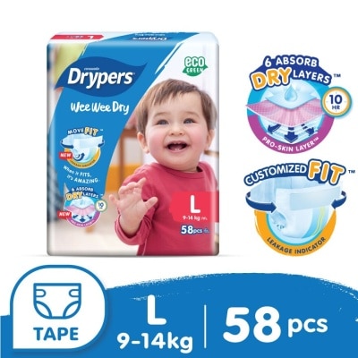 DRYPERS Wee Wee Dry Mega Diapers Tape L 58's