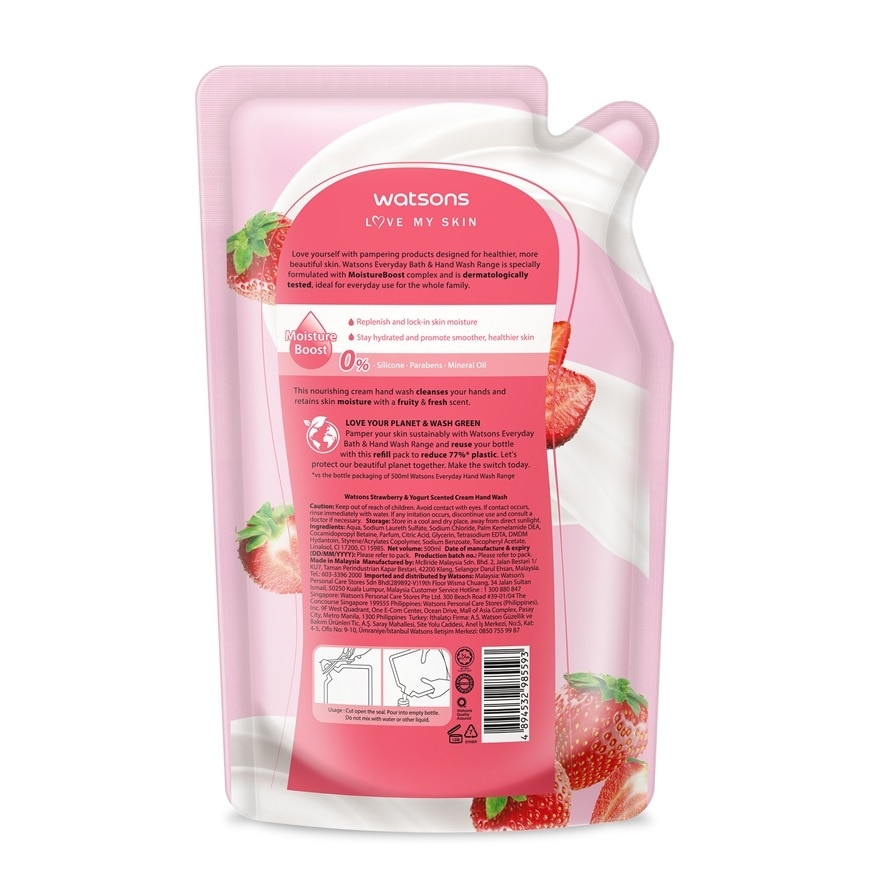 Cream Handwash Refill Strawberry & Yoghurt 500ml