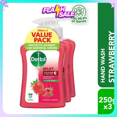 DETTOL Hand Wash Uplift Strawberry & Raspberry Value Pack 250g x3