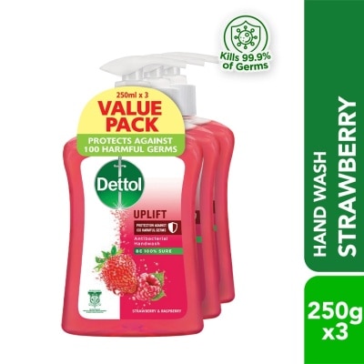 DETTOL Hand Wash Uplift Strawberry & Raspberry Value Pack 250g x3