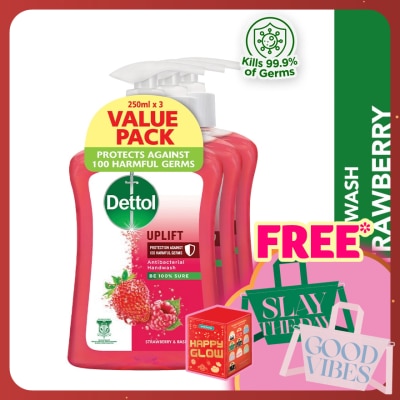 DETTOL Hand Wash Uplift Strawberry & Raspberry Value Pack 250g x3