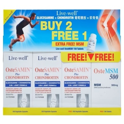 LIVE-WELL Ostesamin Plus Chondroitin 3x100's + OsteMSM 150's