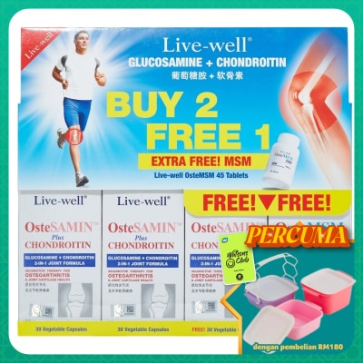 LIVE-WELL - Ostesamin Plus Chondroitin 3 X 30's + MSM 45's
