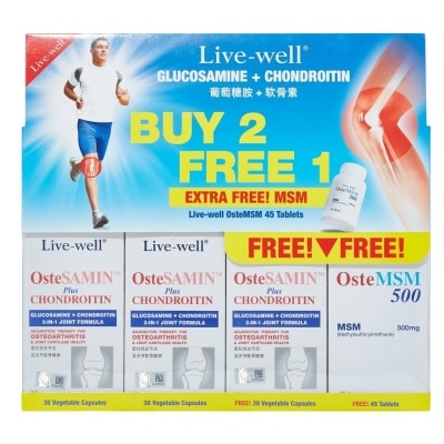 LIVE-WELL Ostesamin Plus Chondroitin 3 X 30's + MSM 45's