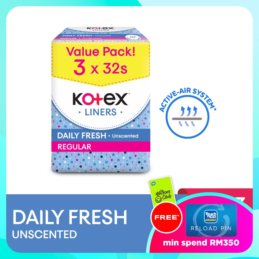 Regular Unscented Pantyliner 15cm (32s x 3 Packs) Breathable, Comfortable & Rapid Absorption image
