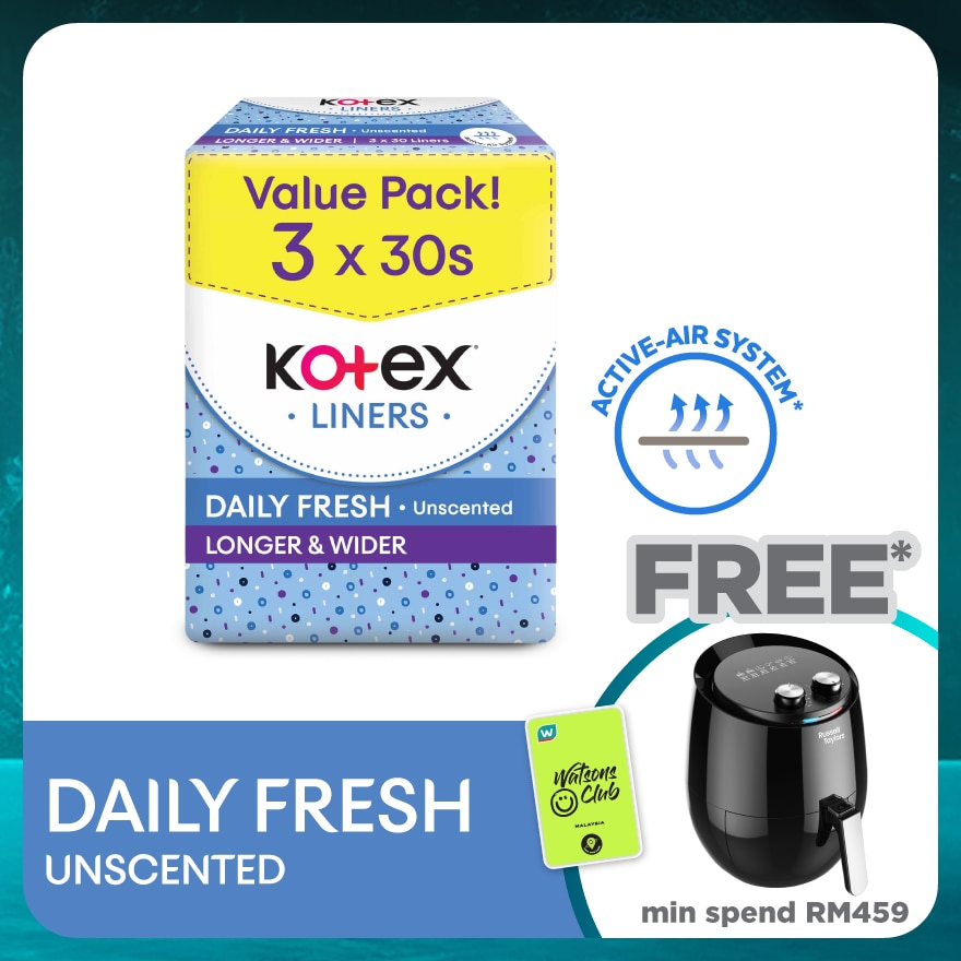 Longer & Wider Unscented Pantyliner 17.5cm (30s x 3 Packs) - Breathable, Comfortable & Absorbent