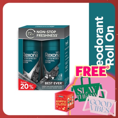 REXONA Men Charcoal Detox Roll On 2x45ml