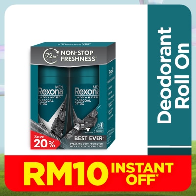 REXONA Men Charcoal Detox Roll On 2x45ml