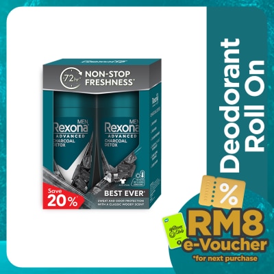 REXONA Men Charcoal Detox Roll On 2x45ml