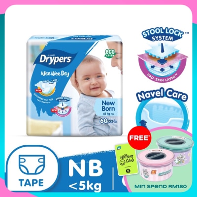 DRYPERS Wee Wee Dry New Born Tape 60's