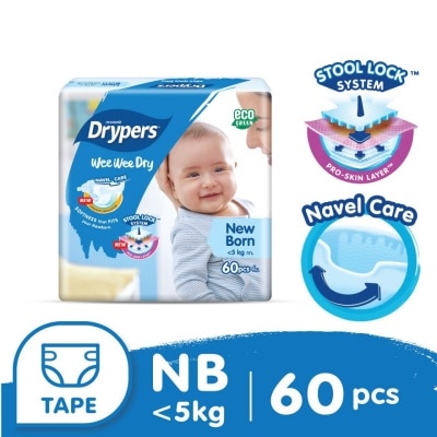 DRYPERS Wee Wee Dry New Born Tape 60's