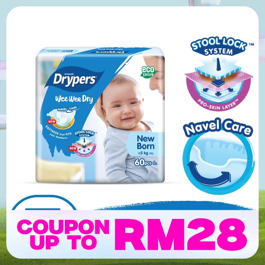 Wee Wee Dry New Born Tape 60's