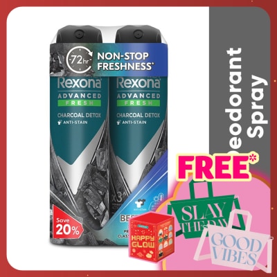 REXONA Men Charcoal Detox Spray Deo 2x135ml
