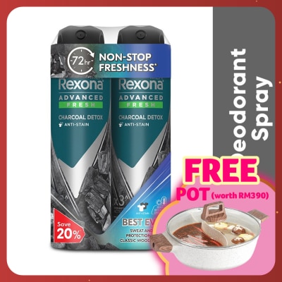 REXONA Men Charcoal Detox Spray Deo 2x135ml