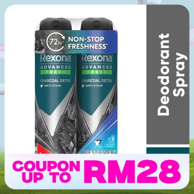 REXONA Men Charcoal Detox Spray Deo 2x135ml