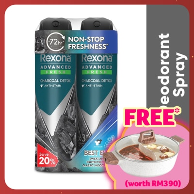 REXONA Men Charcoal Detox Spray Deo 2x135ml