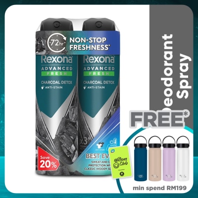 REXONA Men Charcoal Detox Spray Deo 2x135ml