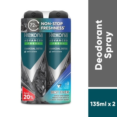 REXONA Men Charcoal Detox Spray 2x135ml